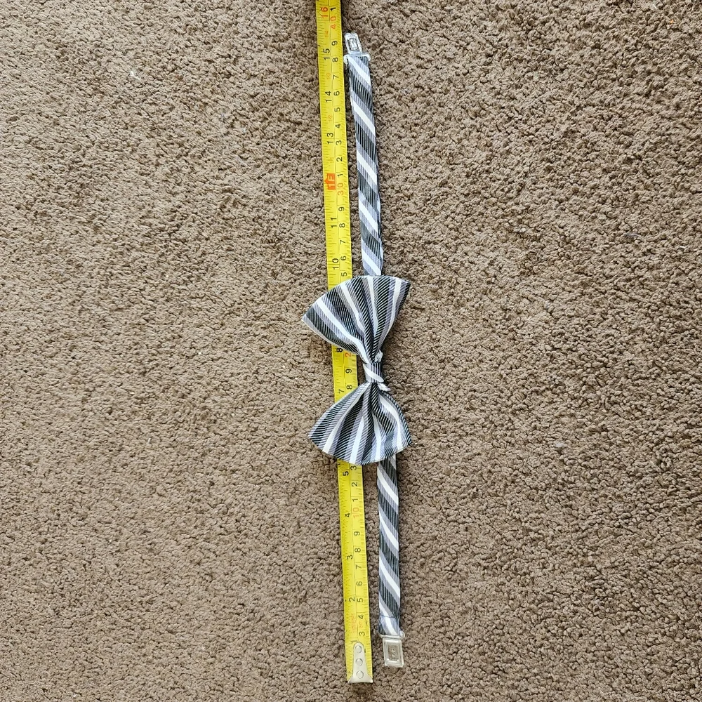 Black/Grey/White Striped Bowtie
